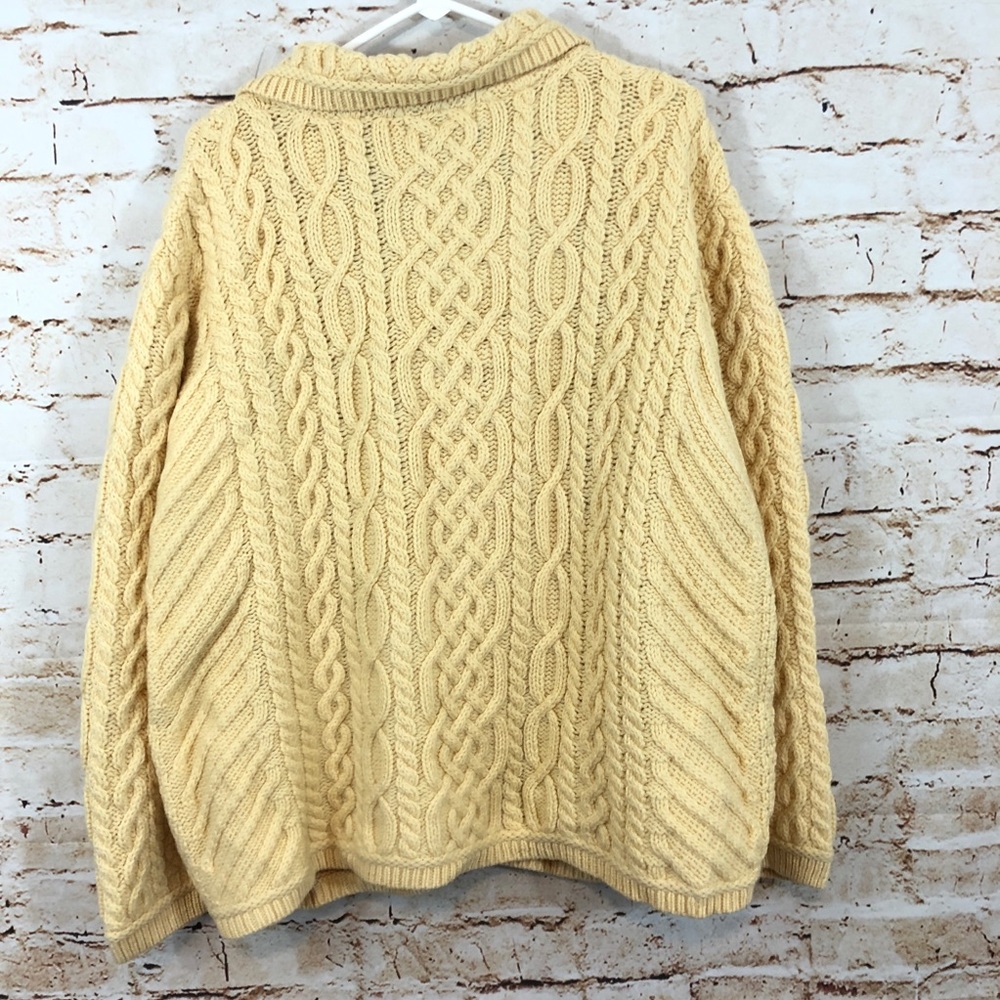 ARAN CRAFTS women 2XL wool knit cardigan button fisherman sweater Ireland pocket - Picture 7 of 7